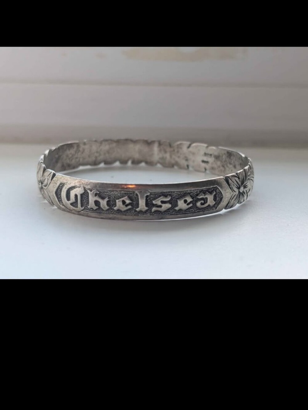 Sterling Silver Engraved Name Bangle - Chelsea